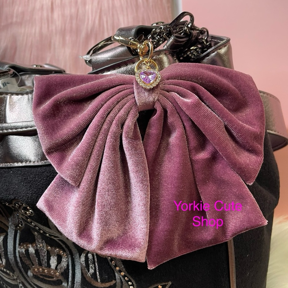New Big Coquette Purple Velour Bow